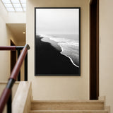 Ocean Shoreline Minimalist Coastal Wall Art Print – Black and White Beach Photography
