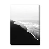 Ocean Shoreline Minimalist Coastal Wall Art Print – Black and White Beach Photography
