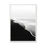 Ocean Shoreline Minimalist Coastal Wall Art Print – Black and White Beach Photography