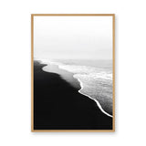 Ocean Shoreline Minimalist Coastal Wall Art Print – Black and White Beach Photography