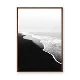 Ocean Shoreline Minimalist Coastal Wall Art Print – Black and White Beach Photography