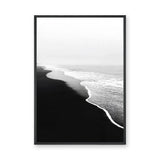 Ocean Shoreline Minimalist Coastal Wall Art Print – Black and White Beach Photography