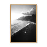 Ocean Wave Photography Coastal Wall Art Print – Black-and-White Surf Coast
