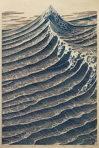 Ocean Wave Traditional Wall Art Print – Japanese Woodblock Mountain Print