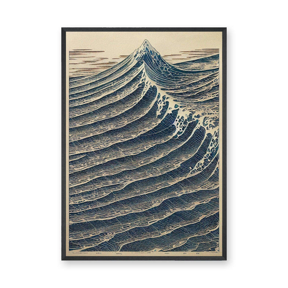 Ocean Wave Traditional Wall Art Print – Japanese Woodblock Mountain Print