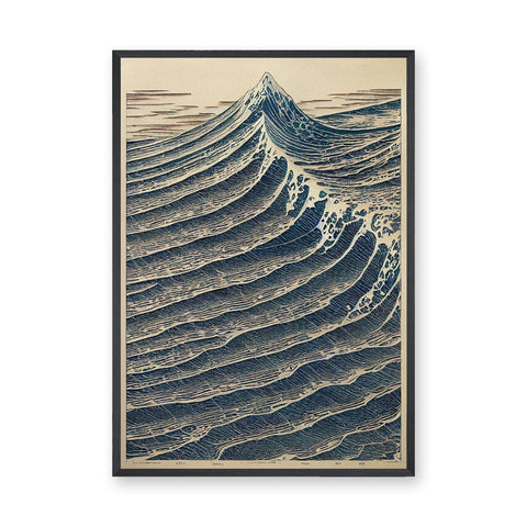 Ocean Wave Traditional Wall Art Print – Japanese Woodblock Mountain Print