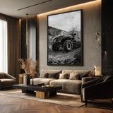Off Road Jeep Wrangler Modern Wall Art Poster – Black and White Mud Trail Photo