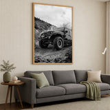 Off Road Jeep Wrangler Modern Wall Art Poster – Black and White Mud Trail Photo