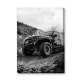 Off Road Jeep Wrangler Modern Wall Art Poster – Black and White Mud Trail Photo