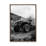 Off Road Jeep Wrangler Modern Wall Art Poster – Black and White Mud Trail Photo