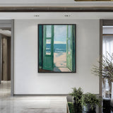 Open Beach Doors Coastal Wall Art Poster – Green Doors to Ocean View