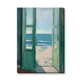 Open Beach Doors Coastal Wall Art Poster – Green Doors to Ocean View