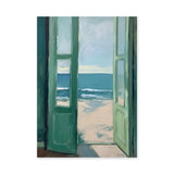 Open Beach Doors Coastal Wall Art Poster – Green Doors to Ocean View