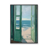 Open Beach Doors Coastal Wall Art Poster – Green Doors to Ocean View