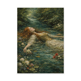 Ophelia Portrait Traditional Wall Art Print – Floating Forest Stream Scene