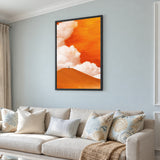 Orange Desert Dune Modern Wall Decor – Lone Figure Beneath Dramatic Clouds