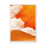 Orange Desert Dune Modern Wall Decor – Lone Figure Beneath Dramatic Clouds