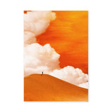 Orange Desert Dune Modern Wall Decor – Lone Figure Beneath Dramatic Clouds