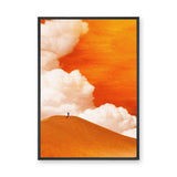 Orange Desert Dune Modern Wall Decor – Lone Figure Beneath Dramatic Clouds