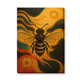 Ornate Bee Art Deco Wall Decor – Black Gold Insect with Teal Swirls