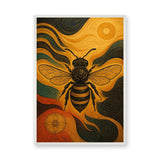 Ornate Bee Art Deco Wall Decor – Black Gold Insect with Teal Swirls
