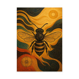 Ornate Bee Art Deco Wall Decor – Black Gold Insect with Teal Swirls