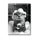 Otter Bath Modern Wall Decor – Cute Black and White Bubble Shower Print