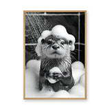 Otter Bath Modern Wall Decor – Cute Black and White Bubble Shower Print
