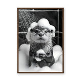 Otter Bath Modern Wall Decor – Cute Black and White Bubble Shower Print
