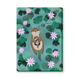 Otter Lily Pond Kids Wall Decor – Mother and Baby Among Flowers