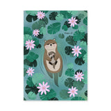 Otter Lily Pond Kids Wall Decor – Mother and Baby Among Flowers