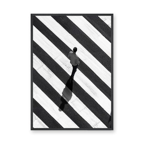 Photography Minimalist Wall Art Poster – Black White Crosswalk Portrait