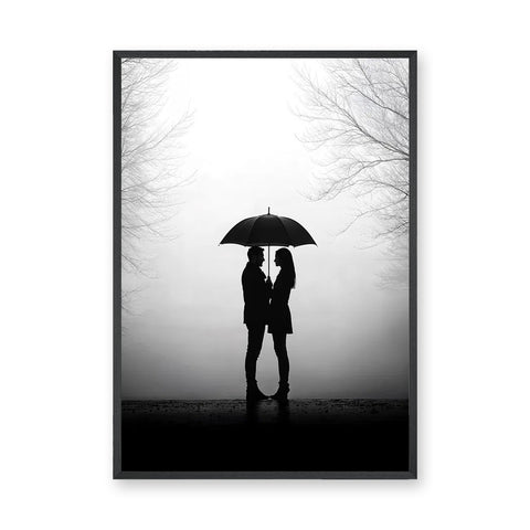 Photography Modern Minimalist Wall Art Poster – Romantic Umbrella Couple Print