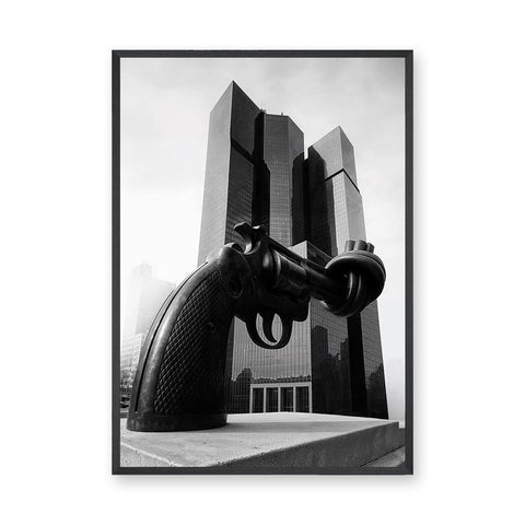 Photography Modern Minimalist Wall Decor – Knotted Gun Sculpture Photo