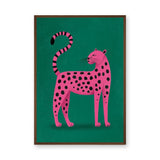 Pink Leopard Pop Art Wall Art Poster – Bright Animal Print on Green