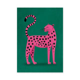 Pink Leopard Pop Art Wall Art Poster – Bright Animal Print on Green