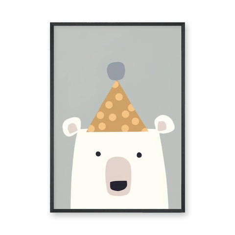 Polar Bear Kids Wall Art Print – Cute Minimalist Nursery Party Bear
