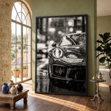 Porsche 911 Modern Wall Art Print – Black and White Rainy City Street