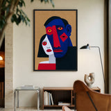 Portrait Abstract Cubist Wall Art Print – Bold Overlapping Couple Faces