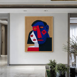 Portrait Abstract Cubist Wall Art Print – Bold Overlapping Couple Faces