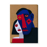 Portrait Abstract Cubist Wall Art Print – Bold Overlapping Couple Faces