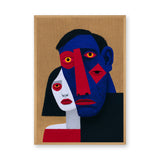 Portrait Abstract Cubist Wall Art Print – Bold Overlapping Couple Faces