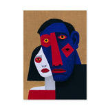 Portrait Abstract Cubist Wall Art Print – Bold Overlapping Couple Faces
