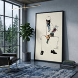 Portrait Line Art Wall Decor – Seated Man Holding Bouquet Sketch