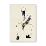 Portrait Line Art Wall Decor – Seated Man Holding Bouquet Sketch