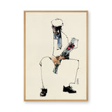 Portrait Line Art Wall Decor – Seated Man Holding Bouquet Sketch
