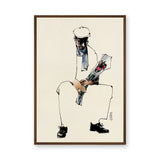 Portrait Line Art Wall Decor – Seated Man Holding Bouquet Sketch