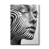 Portrait Modern Abstract Wall Art Print – Black White Striped Face Profile