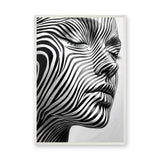 Portrait Modern Abstract Wall Art Print – Black White Striped Face Profile