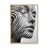 Portrait Modern Abstract Wall Art Print – Black White Striped Face Profile